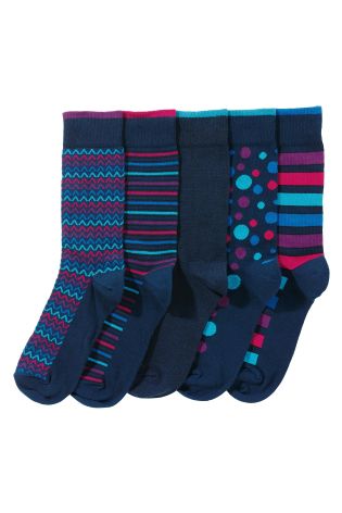 Multi Bold Pattern Socks Five Pack